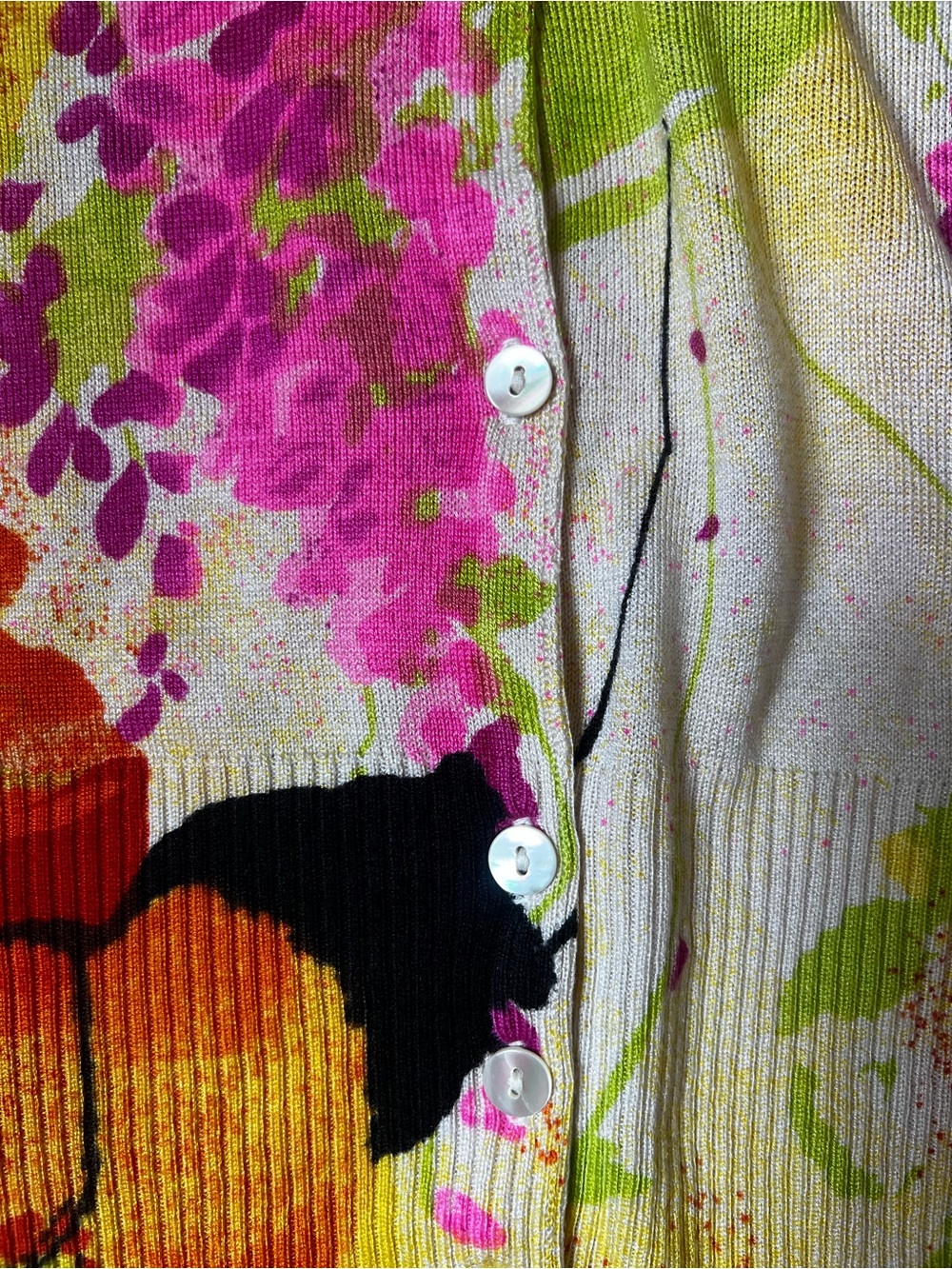 Trina Turk Floral Button Cardigan - Bright Multi size large - Picture 5 of 8